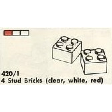 4 stud bricks clear white red