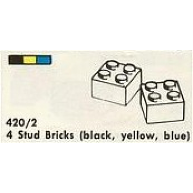 4 stud bricks black yellow blue