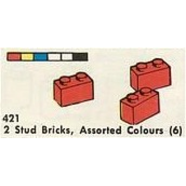 2 stud bricks assorted colours 6