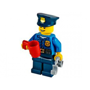 advent calendar 2014 city day 18 - policeman with cup and handcuffs
