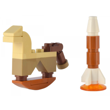 advent calendar 2022 city day 18 - rocking horse and toy rocket