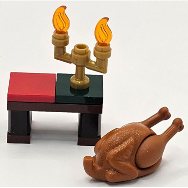 advent calendar 2023 city day 19 - table with candle and turkey