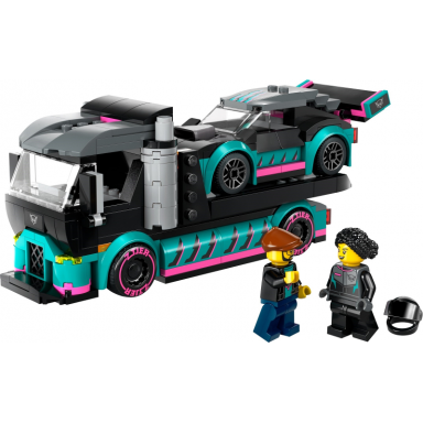 race car and car carrier truck