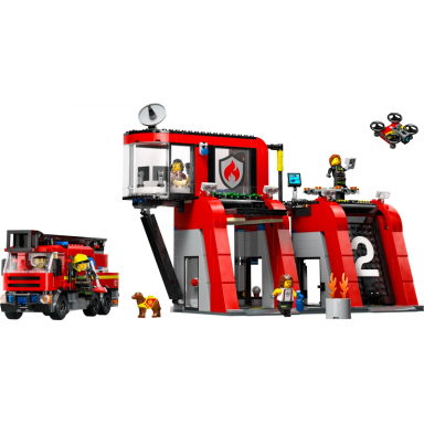 fire station with fire truck