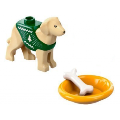 advent calendar 2024 city day 3 - dog with holiday sweater bowl and bone