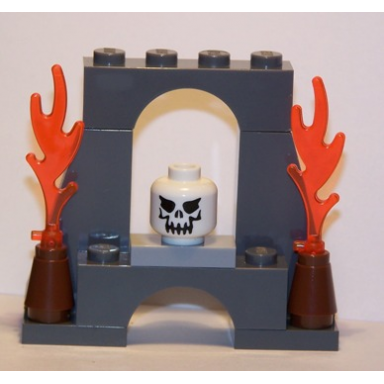 advent calendar 2009 pirates day 23 - brick arch with fire and skull