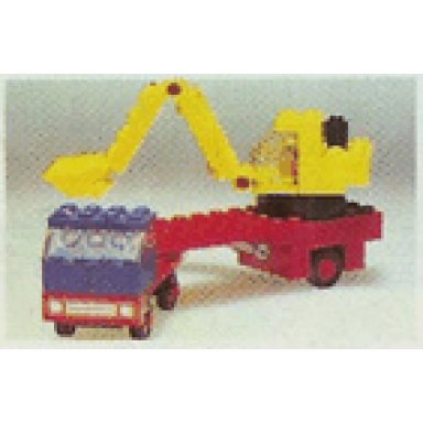 low-loader with excavator
