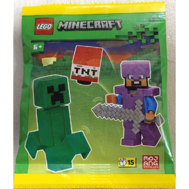 steve with creeper and tnt paper bag