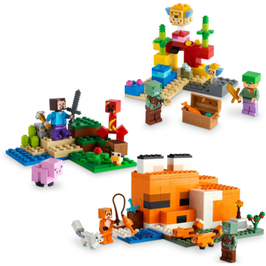 minecraft bundle pack 3 in 1 play pack sets 21164 21177 and 21178 - overworld adventures pack