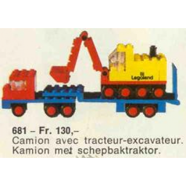 low-loader with 4 wheel excavator