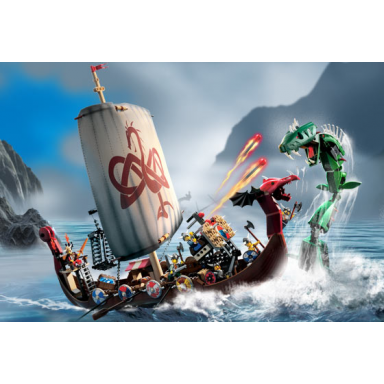 viking ship challenges the midgard serpent