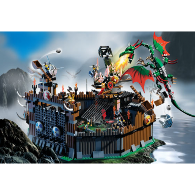 viking fortress against the fafnir dragon
