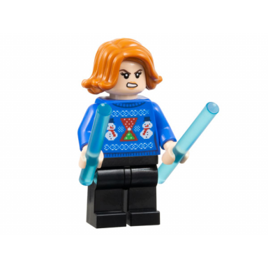 advent calendar 2023 super heroes avengers day 7 - black widow in holiday sweater with icicle batons