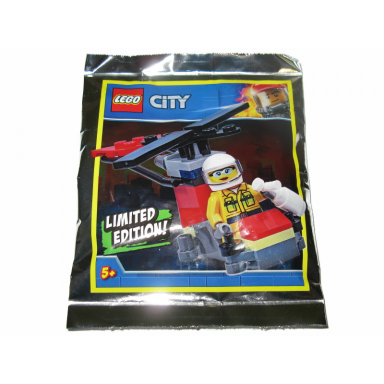 firefighter woman with helicopter foil pack