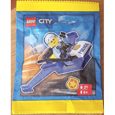 policeman with jet paper bag