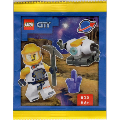 astronaut with robot paper bag