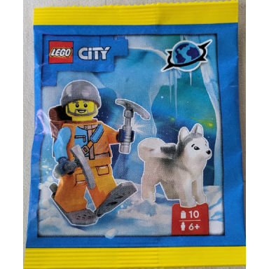 arctic explorer with husky paper bag