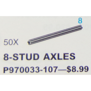 black 8-stud axles pack of 50