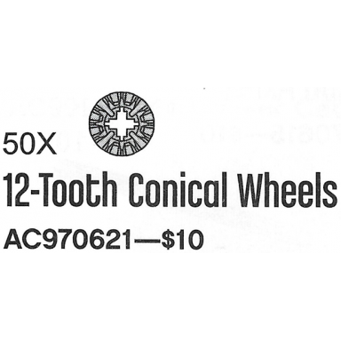 12 tooth bevel gears pack of 50 - 12-tooth conical wheels