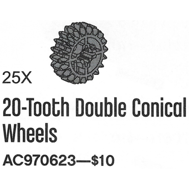 20 tooth double bevel gears pack of 25 - 20-tooth double conical wheels