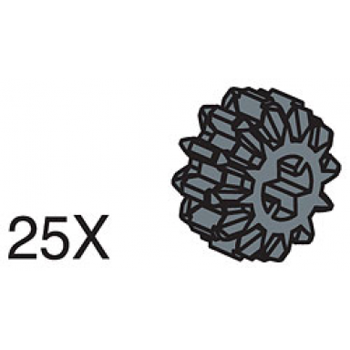 12-tooth black double conical wheels pack of 25