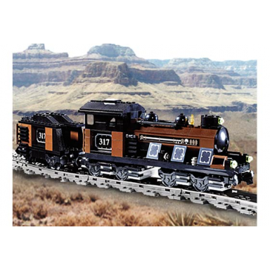 large train engine with tender brown