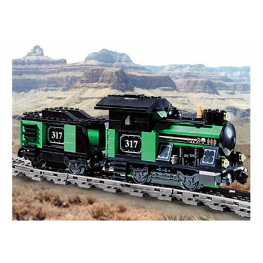 small train engine with tender green